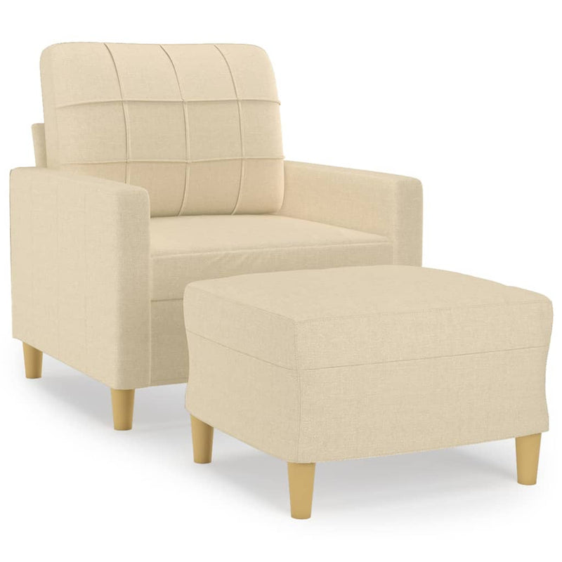 vidaXL krémszínű szövet kanapéfotel lábtartóval 60 cm