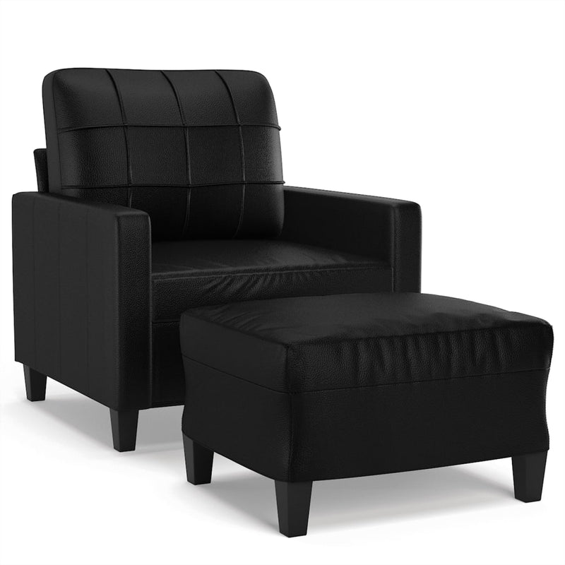 vidaXL fekete műbőr kanapéfotel lábtartóval 60 cm