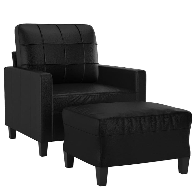 vidaXL fekete műbőr kanapéfotel lábtartóval 60 cm