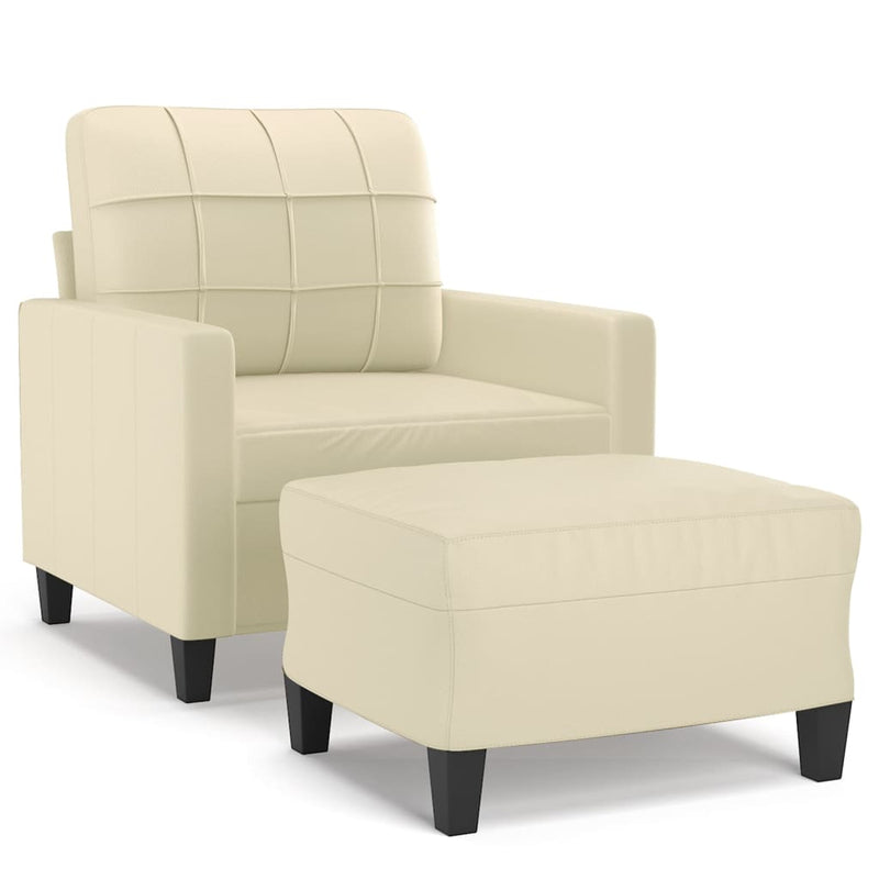 vidaXL krémszínű műbőr kanapéfotel lábtartóval 60 cm