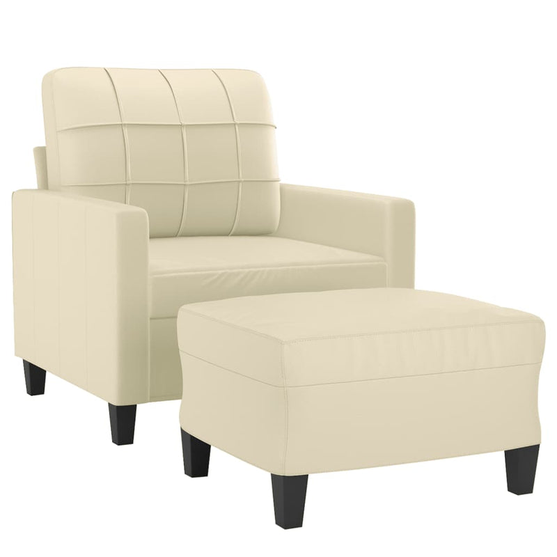vidaXL krémszínű műbőr kanapéfotel lábtartóval 60 cm