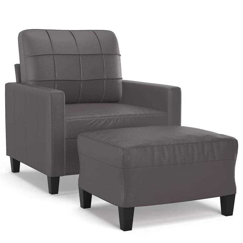 vidaXL szürke műbőr kanapéfotel lábtartóval 60 cm