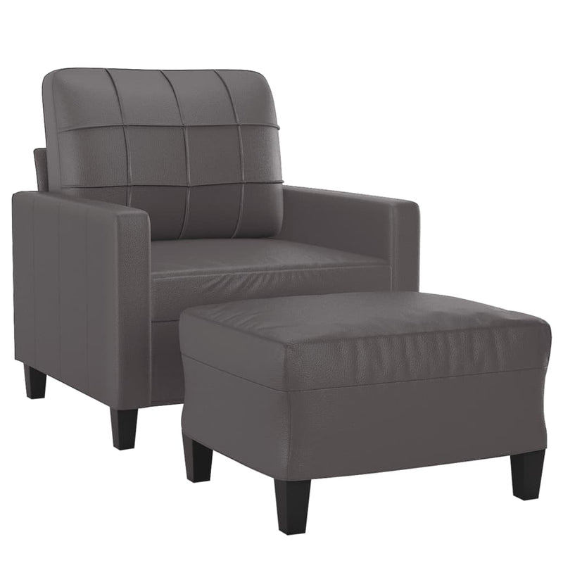vidaXL szürke műbőr kanapéfotel lábtartóval 60 cm