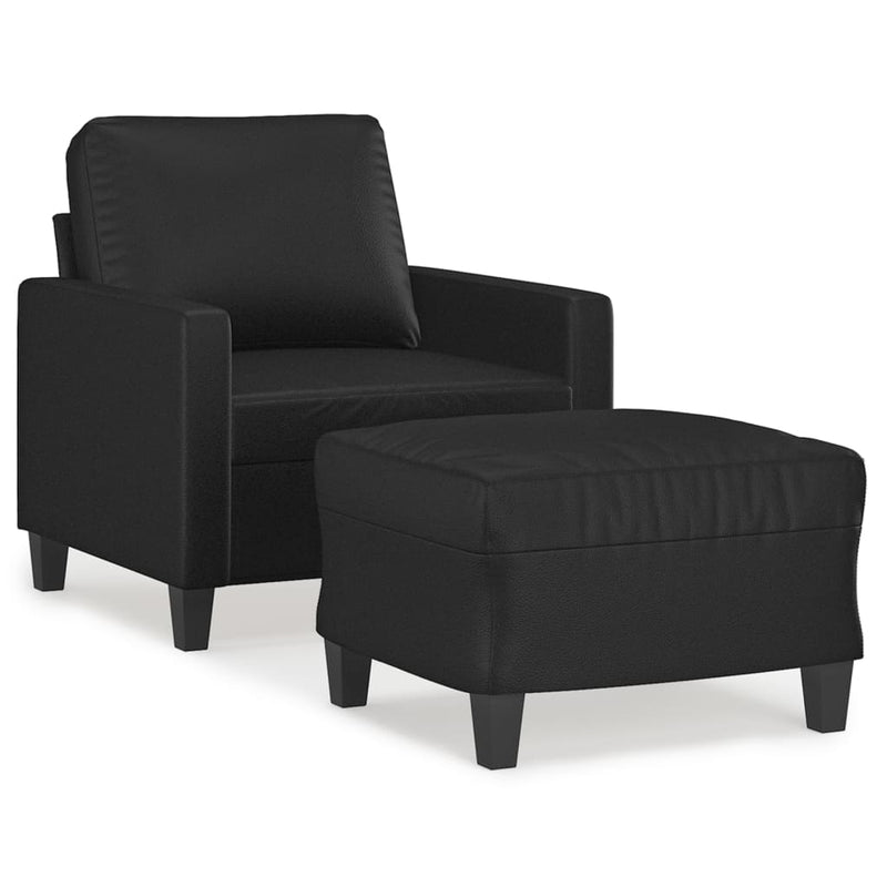 vidaXL fekete műbőr kanapéfotel lábtartóval 60 cm