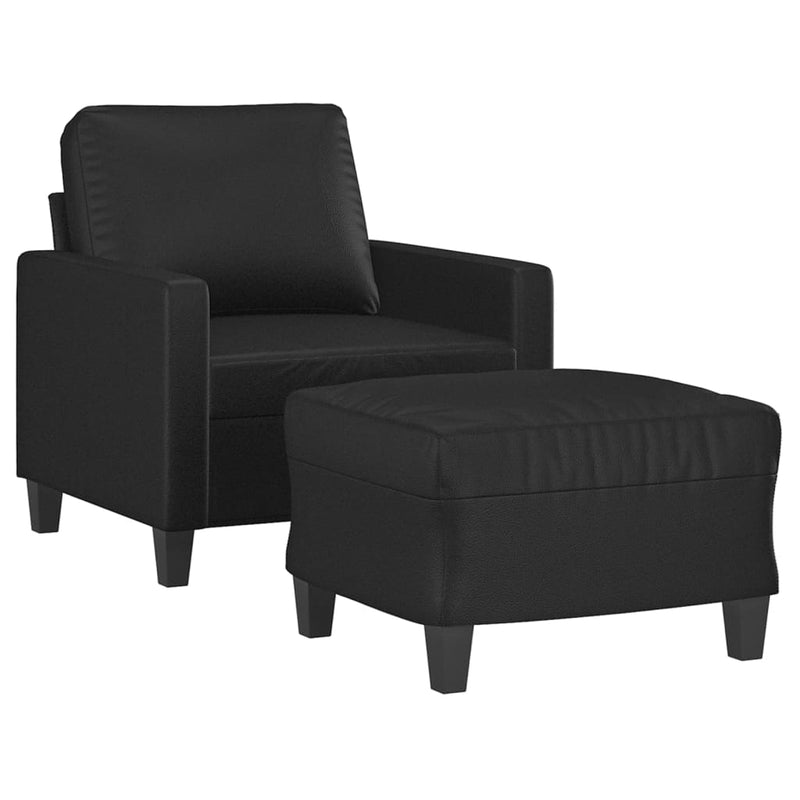 vidaXL fekete műbőr kanapéfotel lábtartóval 60 cm