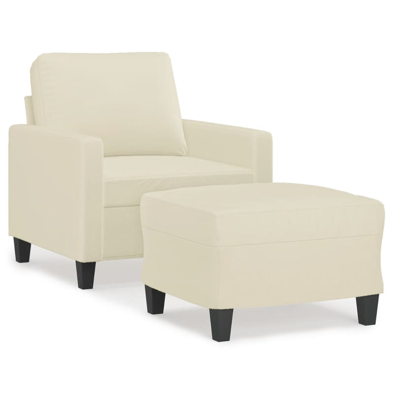 vidaXL krémszínű műbőr kanapéfotel lábtartóval 60 cm