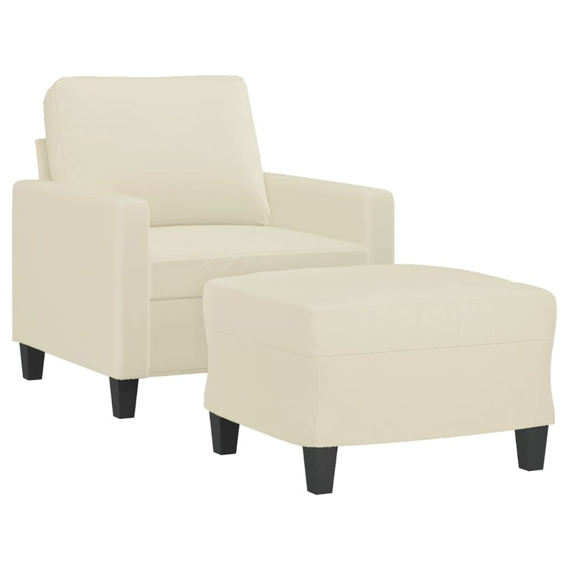 vidaXL krémszínű műbőr kanapéfotel lábtartóval 60 cm