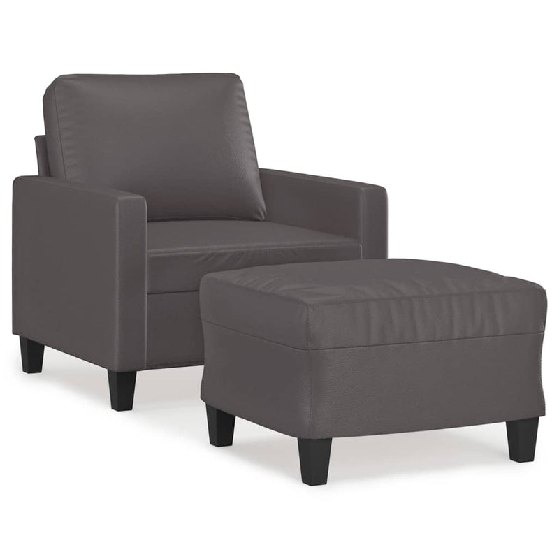 vidaXL szürke műbőr kanapéfotel lábtartóval 60 cm