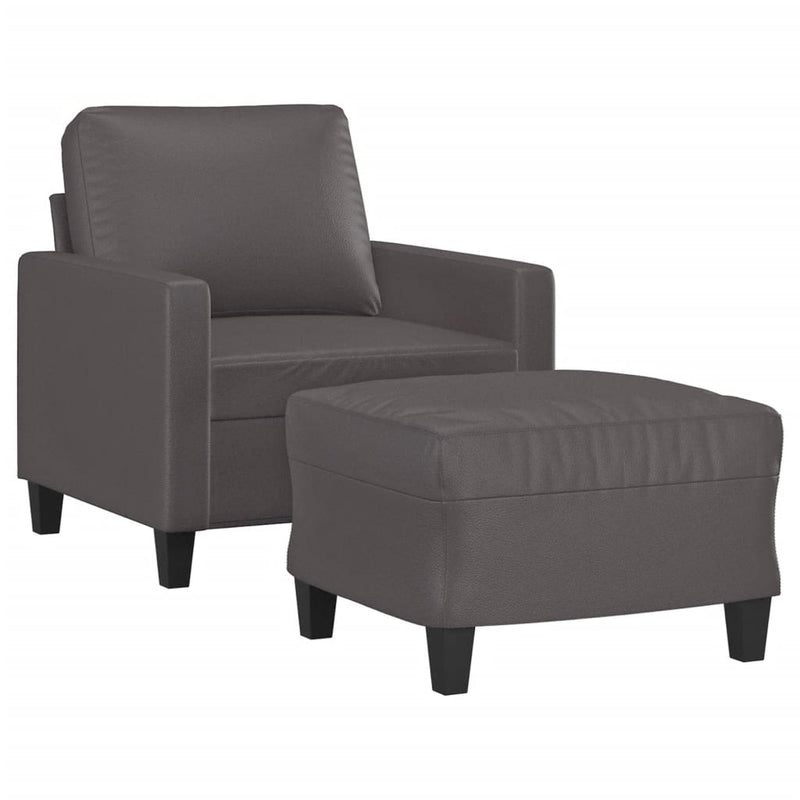 vidaXL szürke műbőr kanapéfotel lábtartóval 60 cm