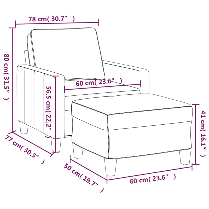 vidaXL fekete szövet kanapéfotel lábtartóval 60 cm