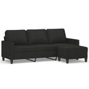 vidaXL 3 személyes fekete szövet kanapé lábtartóval 180 cm