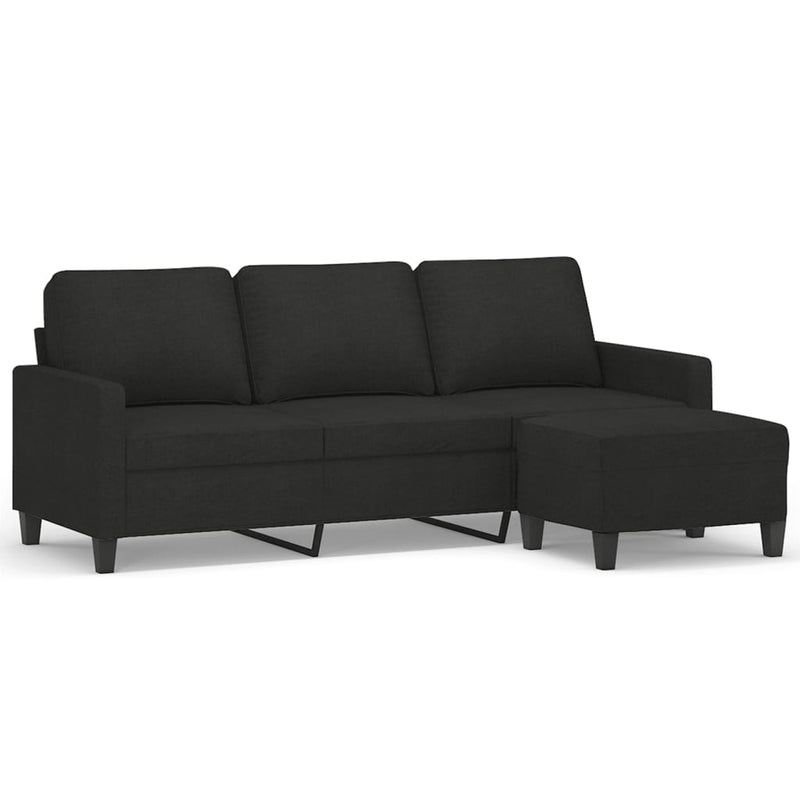 vidaXL 3 személyes fekete szövet kanapé lábtartóval 180 cm
