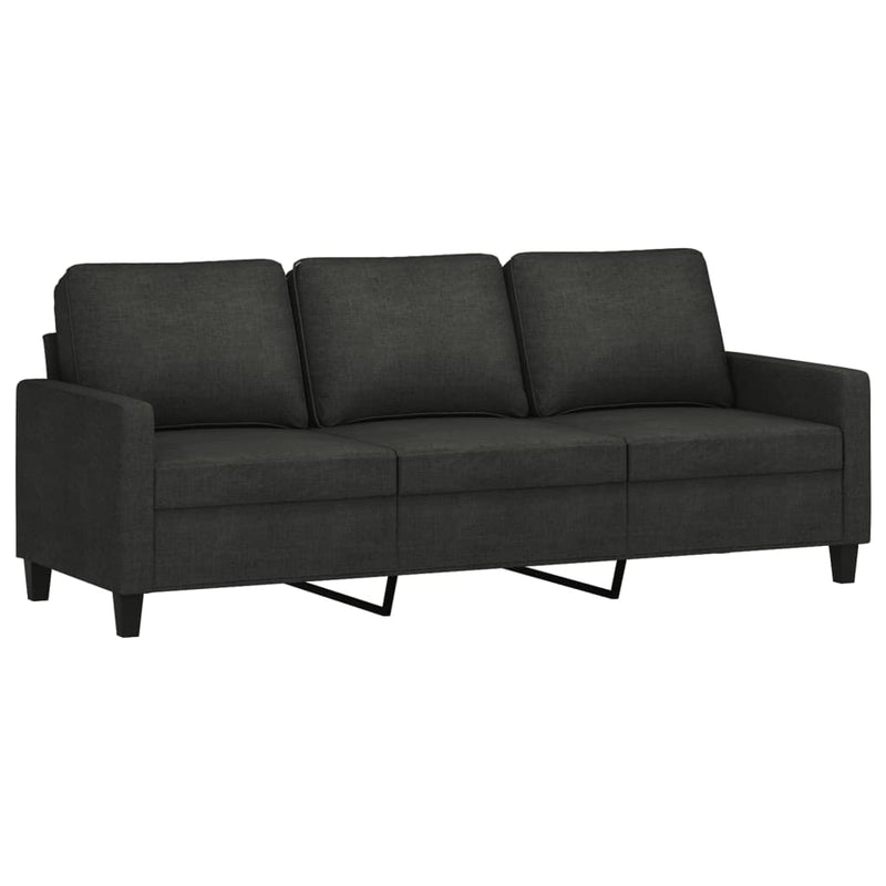 vidaXL 3 személyes fekete szövet kanapé lábtartóval 180 cm