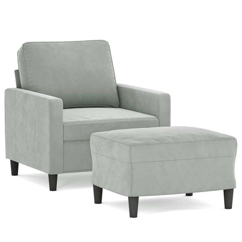 vidaXL világosszürke bársony kanapéfotel lábtartóval 60 cm