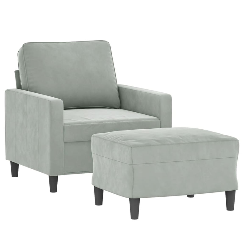 vidaXL világosszürke bársony kanapéfotel lábtartóval 60 cm