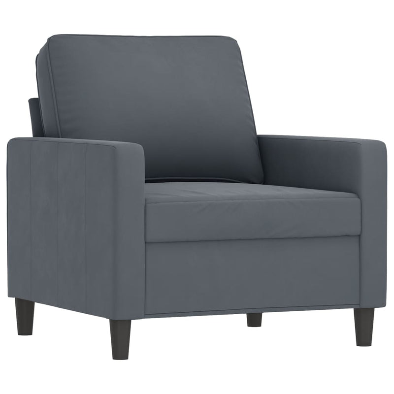 vidaXL sötétszürke bársony kanapéfotel lábtartóval 60 cm