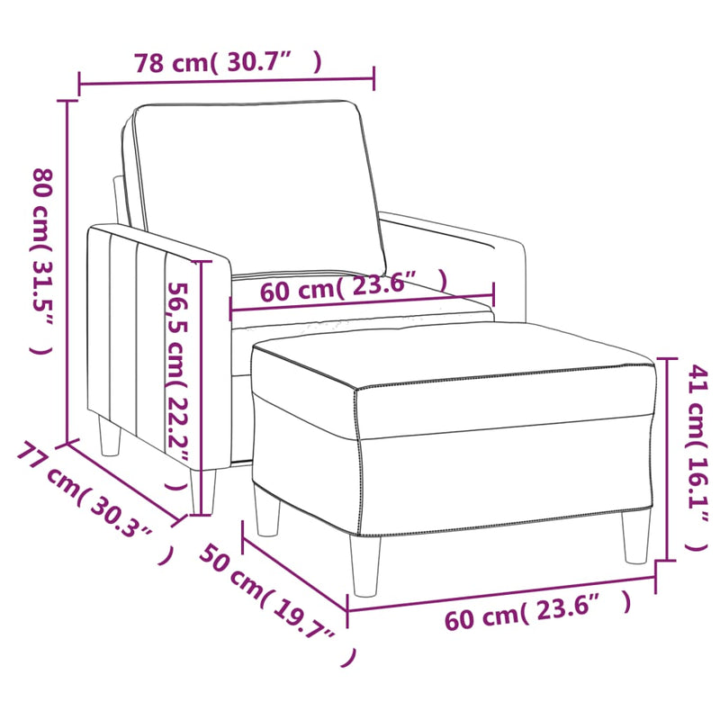 vidaXL sötétzöld bársony kanapéfotel lábtartóval 60 cm
