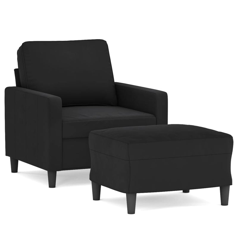 vidaXL fekete bársony kanapéfotel lábtartóval 60 cm