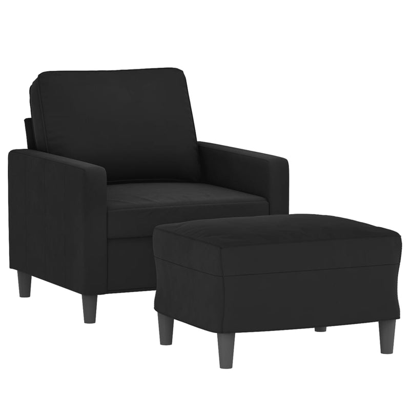 vidaXL fekete bársony kanapéfotel lábtartóval 60 cm