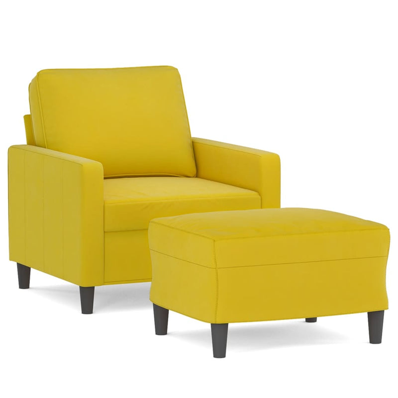 vidaXL sárga bársony kanapéfotel lábtartóval 60 cm