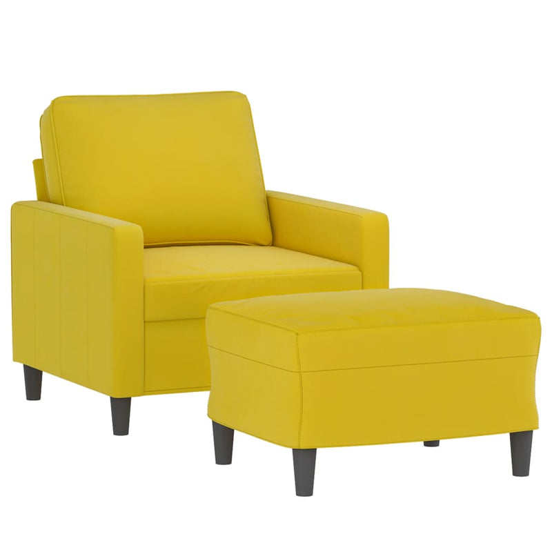 vidaXL sárga bársony kanapéfotel lábtartóval 60 cm