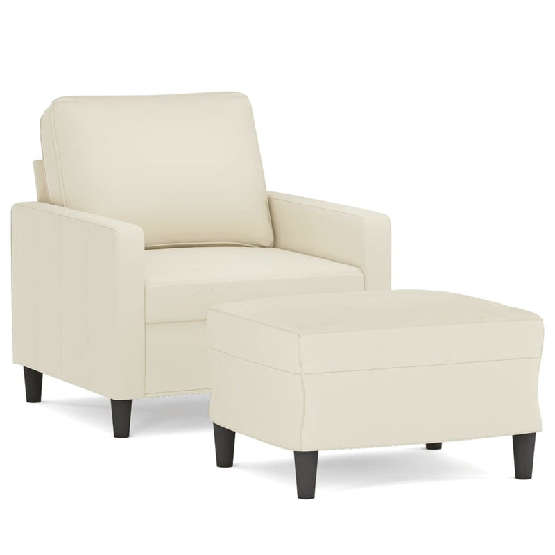 vidaXL krémszínű bársony kanapéfotel lábtartóval 60 cm