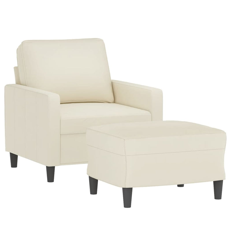 vidaXL krémszínű bársony kanapéfotel lábtartóval 60 cm