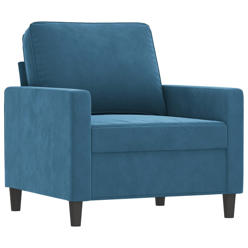 vidaXL kék bársony kanapéfotel lábtartóval 60 cm