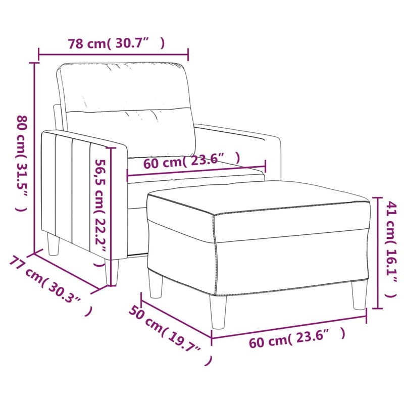 vidaXL fekete szövet kanapéfotel lábtartóval 60 cm