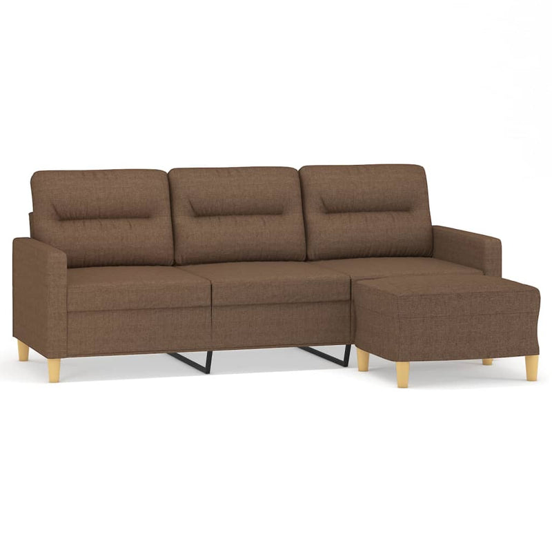 vidaXL 3 személyes barna szövet kanapé lábtartóval 180 cm