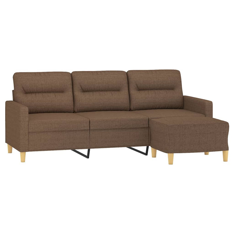 vidaXL 3 személyes barna szövet kanapé lábtartóval 180 cm