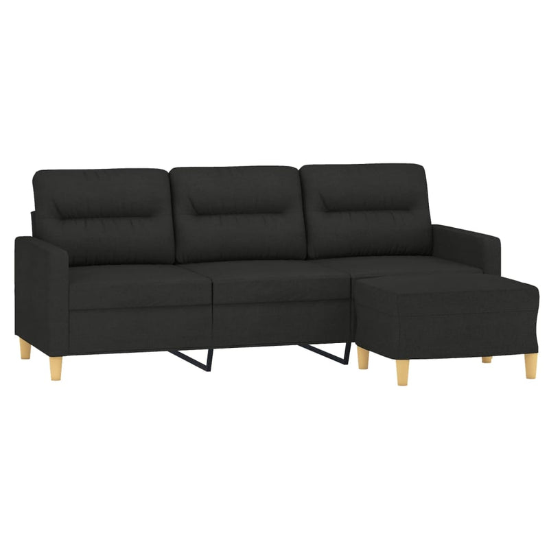 vidaXL 3 személyes fekete szövet kanapé lábtartóval 180 cm