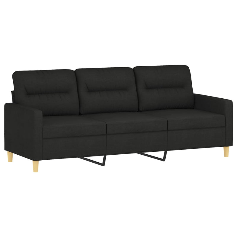 vidaXL 3 személyes fekete szövet kanapé lábtartóval 180 cm