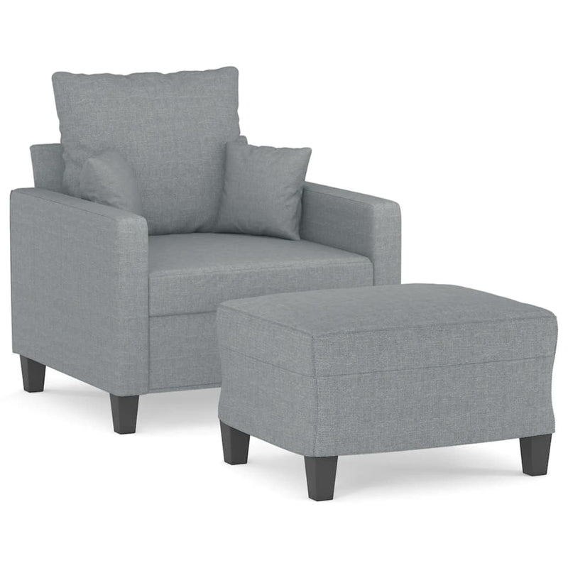 vidaXL világosszürke szövet kanapéfotel lábtartóval 60 cm