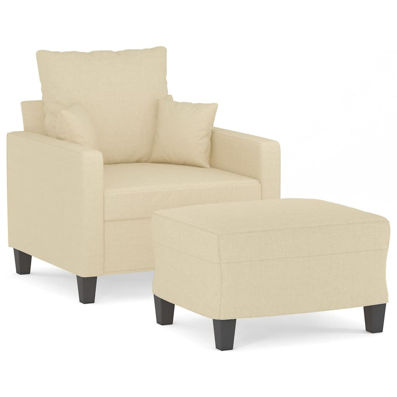 vidaXL krémszínű szövet kanapéfotel lábtartóval 60 cm