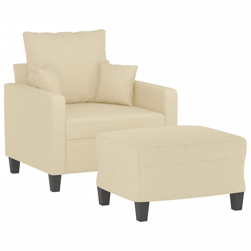 vidaXL krémszínű szövet kanapéfotel lábtartóval 60 cm