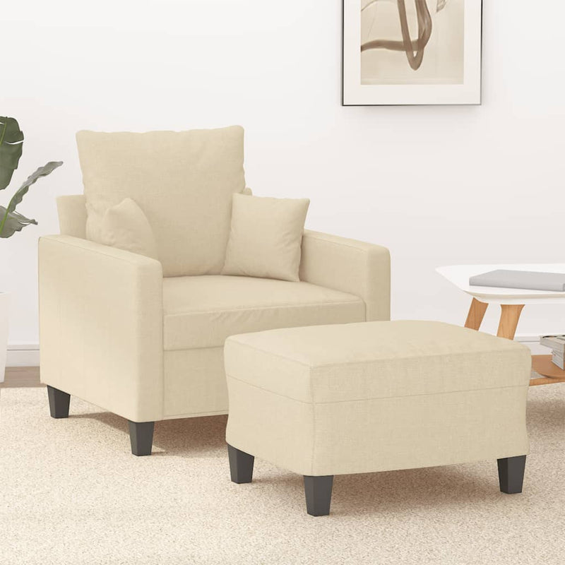 vidaXL krémszínű szövet kanapéfotel lábtartóval 60 cm