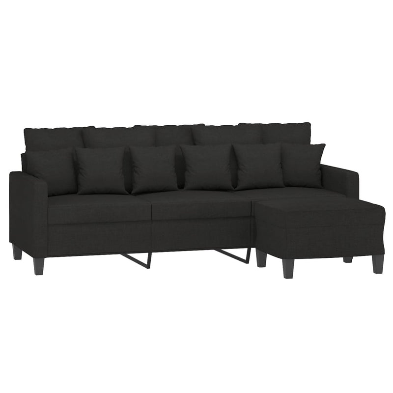 vidaXL 3 személyes fekete szövet kanapé lábtartóval 180 cm