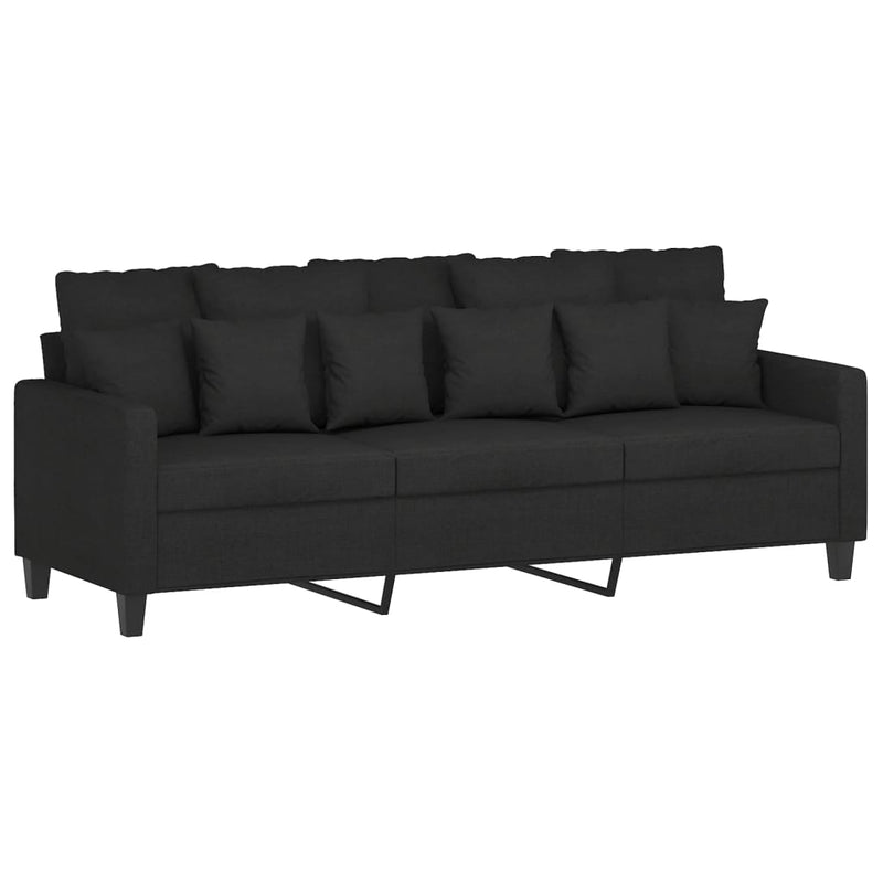vidaXL 3 személyes fekete szövet kanapé lábtartóval 180 cm