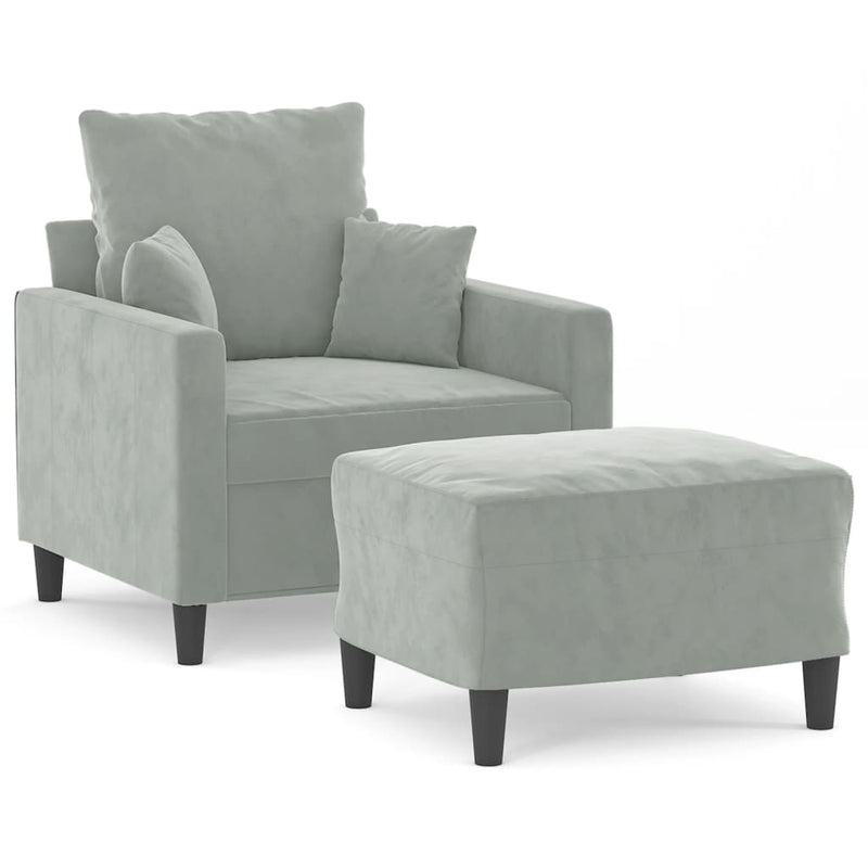 vidaXL világosszürke bársony kanapéfotel lábtartóval 60 cm