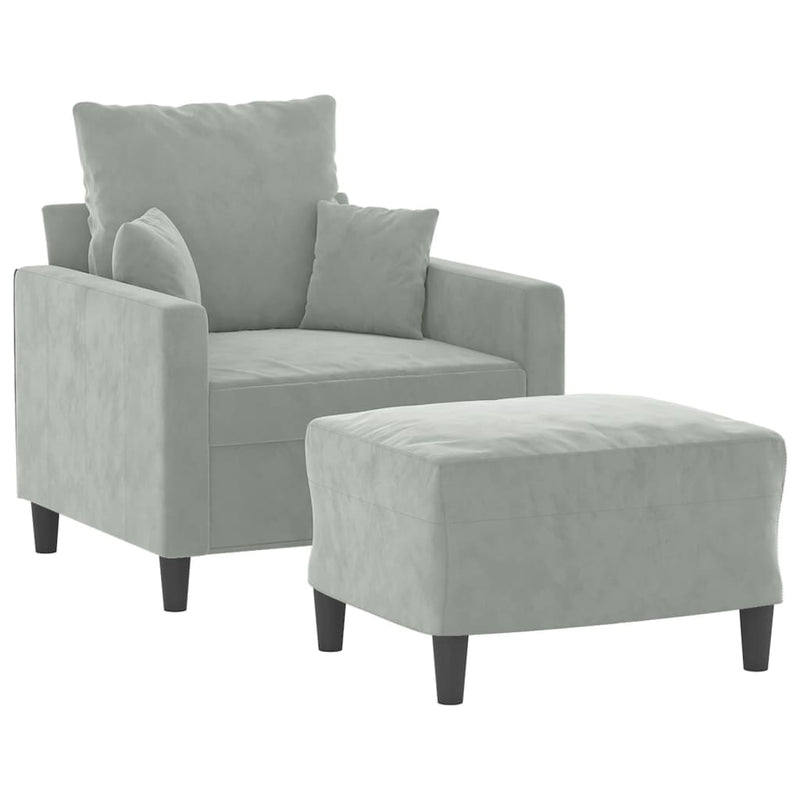 vidaXL világosszürke bársony kanapéfotel lábtartóval 60 cm