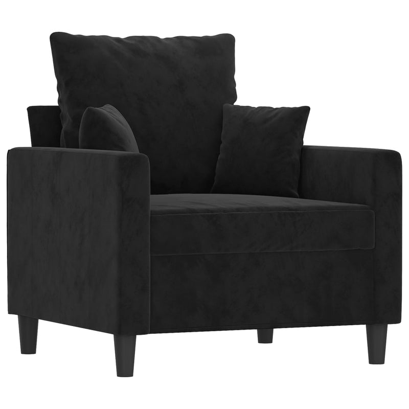 vidaXL fekete bársony kanapéfotel lábtartóval 60 cm