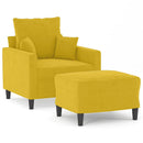 vidaXL sárga bársony kanapéfotel lábtartóval 60 cm