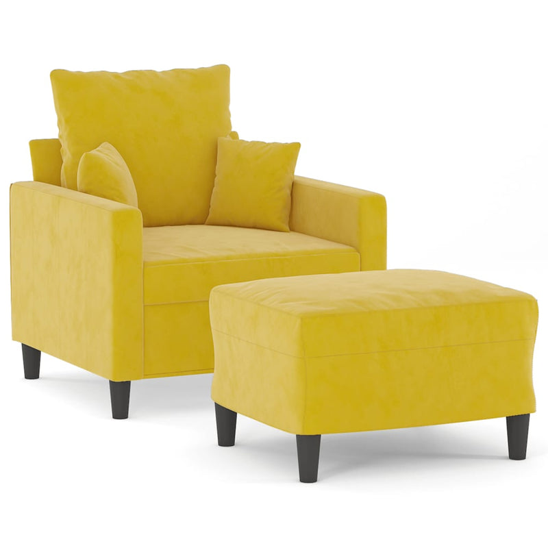 vidaXL sárga bársony kanapéfotel lábtartóval 60 cm