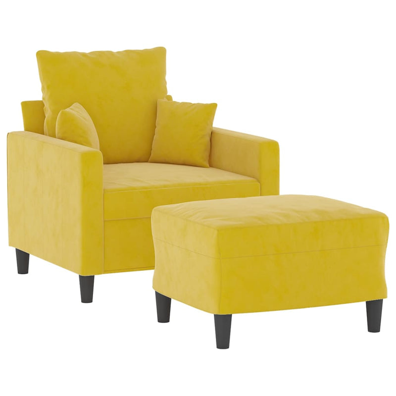 vidaXL sárga bársony kanapéfotel lábtartóval 60 cm