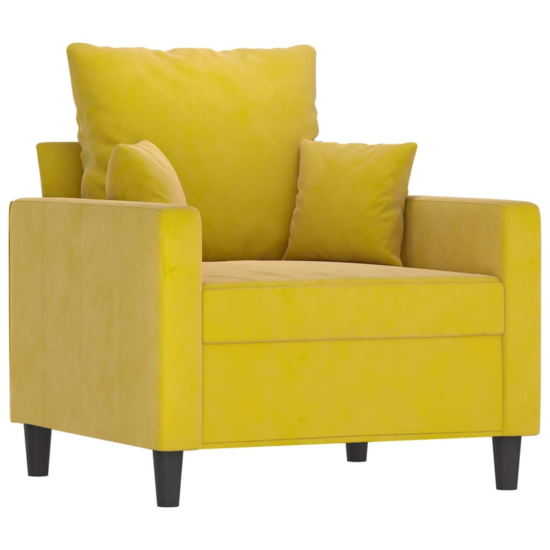 vidaXL sárga bársony kanapéfotel lábtartóval 60 cm