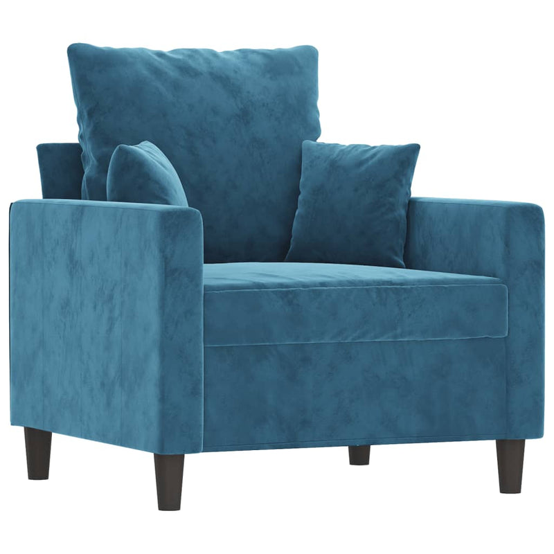 vidaXL kék bársony kanapéfotel lábtartóval 60 cm