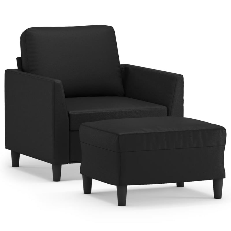vidaXL fekete műbőr kanapéfotel lábtartóval 60 cm