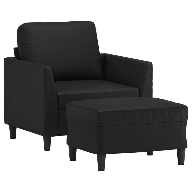 vidaXL fekete műbőr kanapéfotel lábtartóval 60 cm