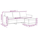 vidaXL 3 személyes fekete műbőr kanapé lábtartóval 180 cm